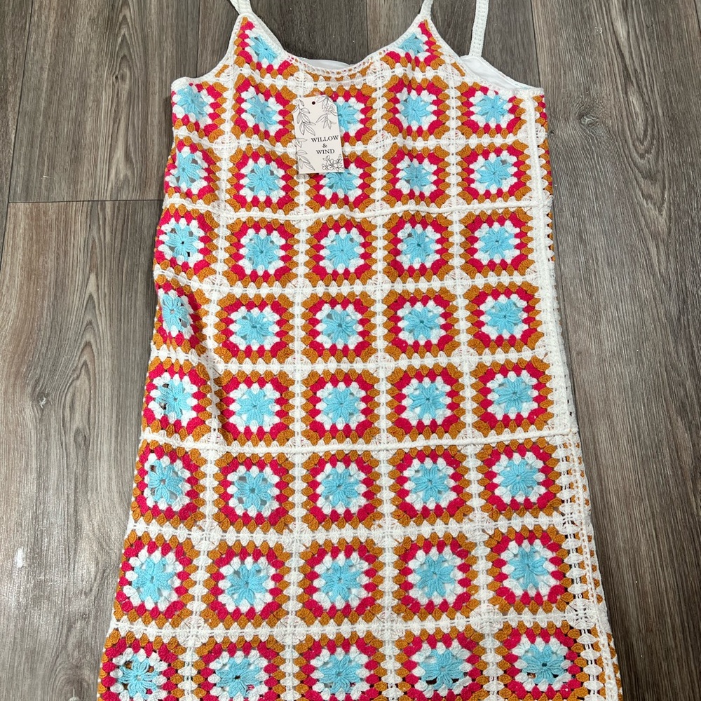 Willow & Wind Ivory Multicolor Dress Sz M NWT